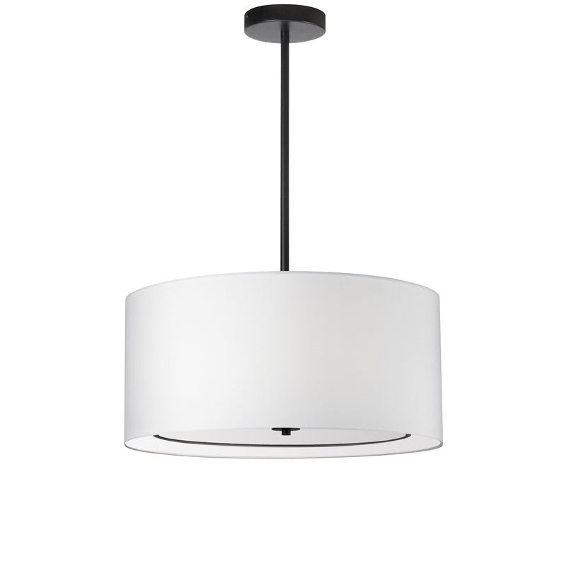 Dainolite 4 Light Incandescent Pendant Matte Black with White Shade POR-224P-MB-WH