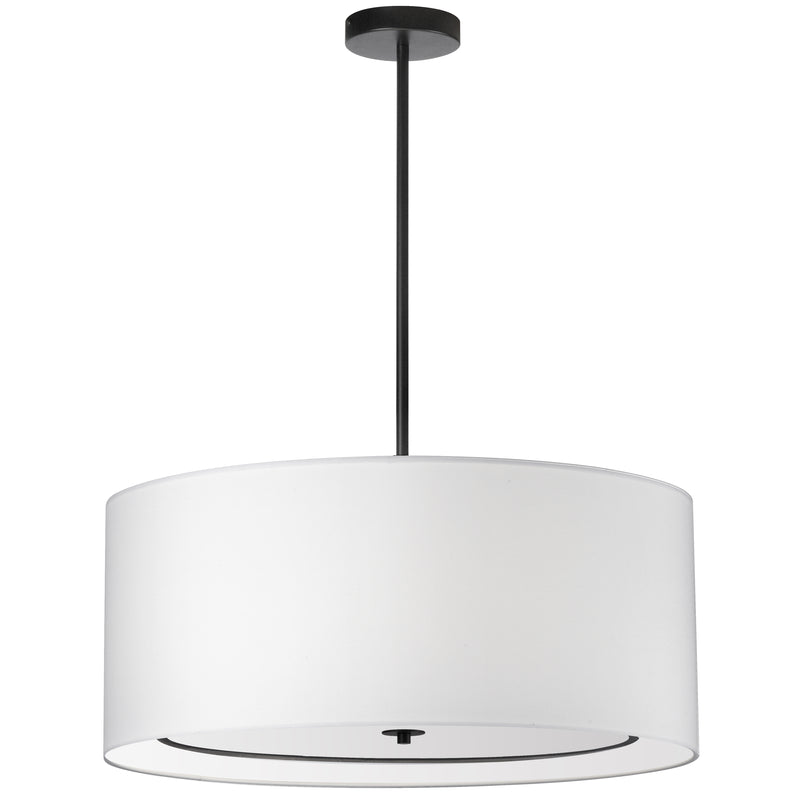 Dainolite 4 Light Incandescent Pendant Matte Black with White Shade POR-304P-MB-WH