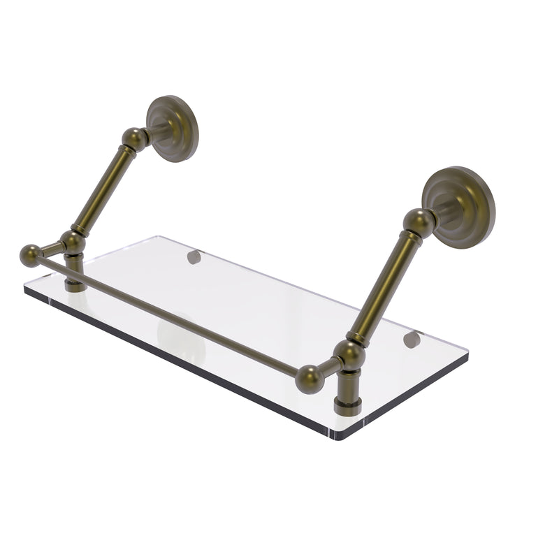 Allied Brass Prestige Que New 18 Inch Floating Glass Shelf with Gallery Rail PQN-1-18-GAL-ABR