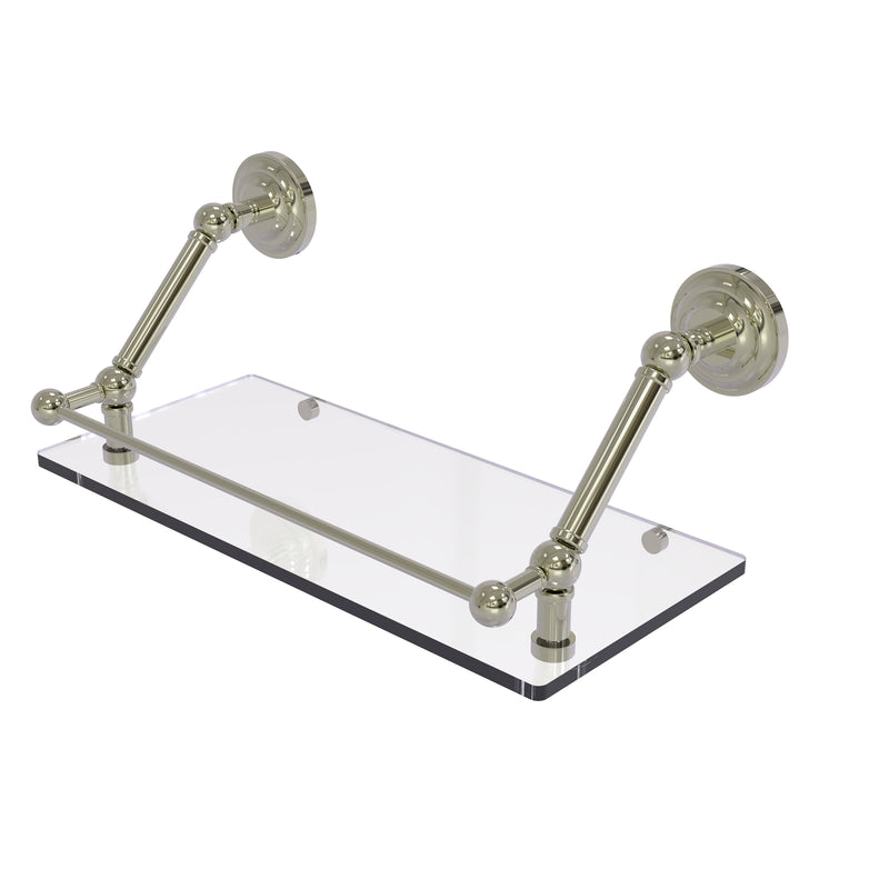 Allied Brass Prestige Que New 18 Inch Floating Glass Shelf with Gallery Rail PQN-1-18-GAL-PNI