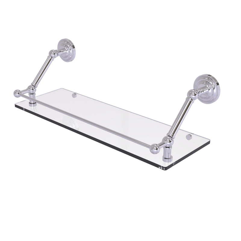 Allied Brass Prestige Que New 24 Inch Floating Glass Shelf with Gallery Rail PQN-1-24-GAL-PC