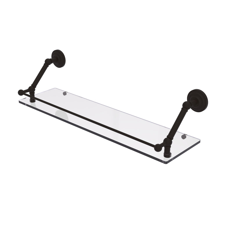 Allied Brass Prestige Que New 30 Inch Floating Glass Shelf with Gallery Rail PQN-1-30-GAL-ORB