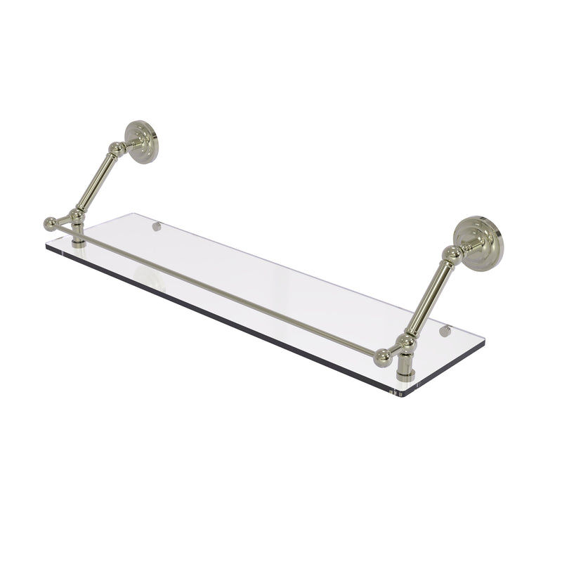 Allied Brass Prestige Que New 30 Inch Floating Glass Shelf with Gallery Rail PQN-1-30-GAL-PNI