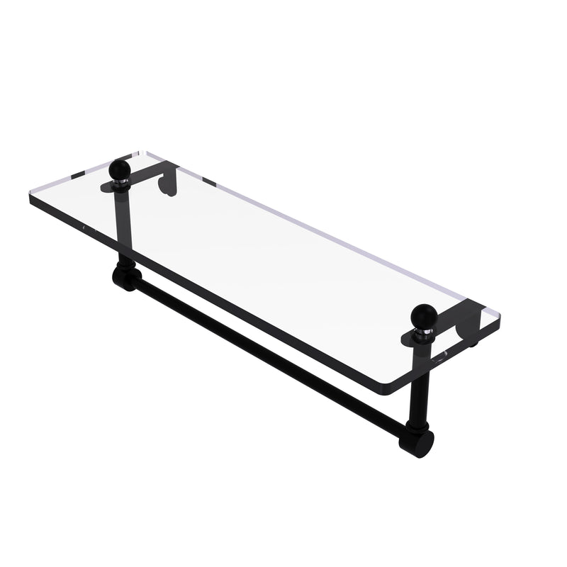 Allied Brass 16 Inch Glass Vanity Shelf with Integrated Towel Bar PR-1-16TB-BKM