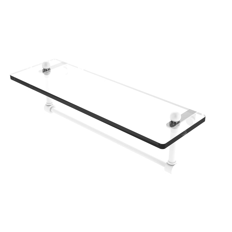 Allied Brass 16 Inch Glass Vanity Shelf with Integrated Towel Bar PR-1-16TB-WHM