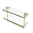 Allied Brass 16 Inch Two Tiered Glass Shelf with Integrated Towel Bar PR-2-16TB-PB