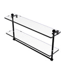 Allied Brass 22 Inch Two Tiered Glass Shelf with Integrated Towel Bar PR-2-22TB-BKM