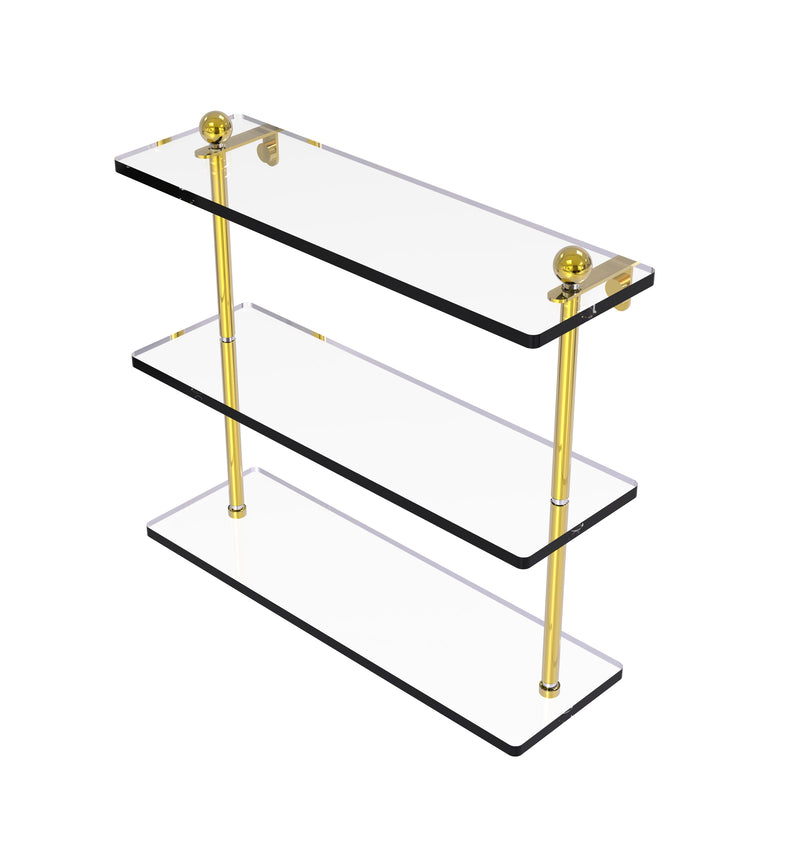 Allied Brass 16 Inch Triple Tiered Glass Shelf PR-5-16-PB