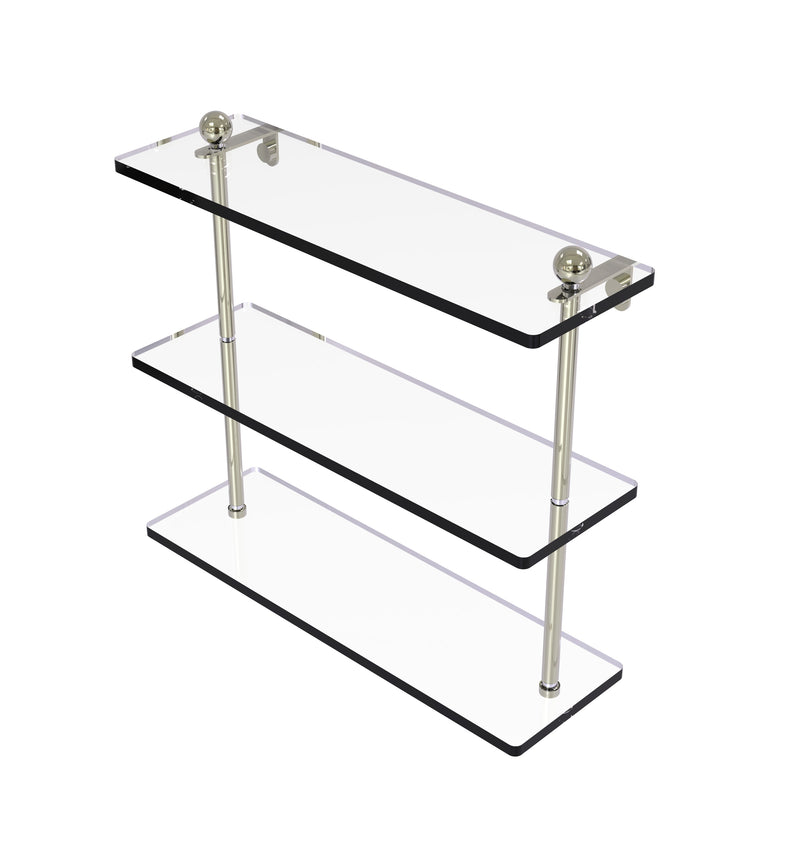 Allied Brass 16 Inch Triple Tiered Glass Shelf PR-5-16-PNI