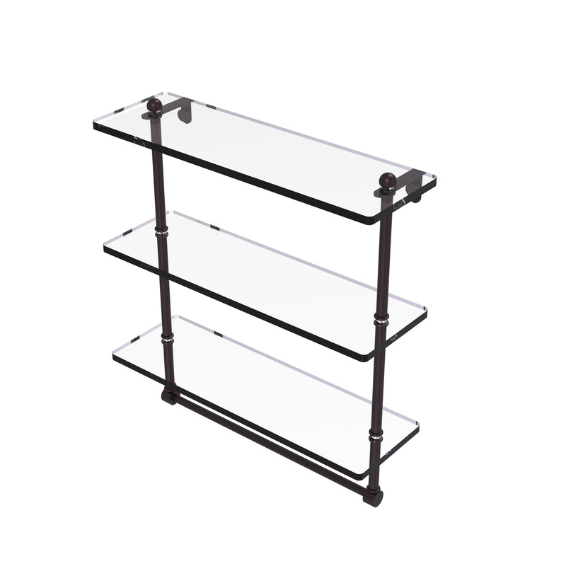 Allied Brass 16 Inch Triple Tiered Glass Shelf with Integrated Towel Bar PR-5-16TB-ABZ