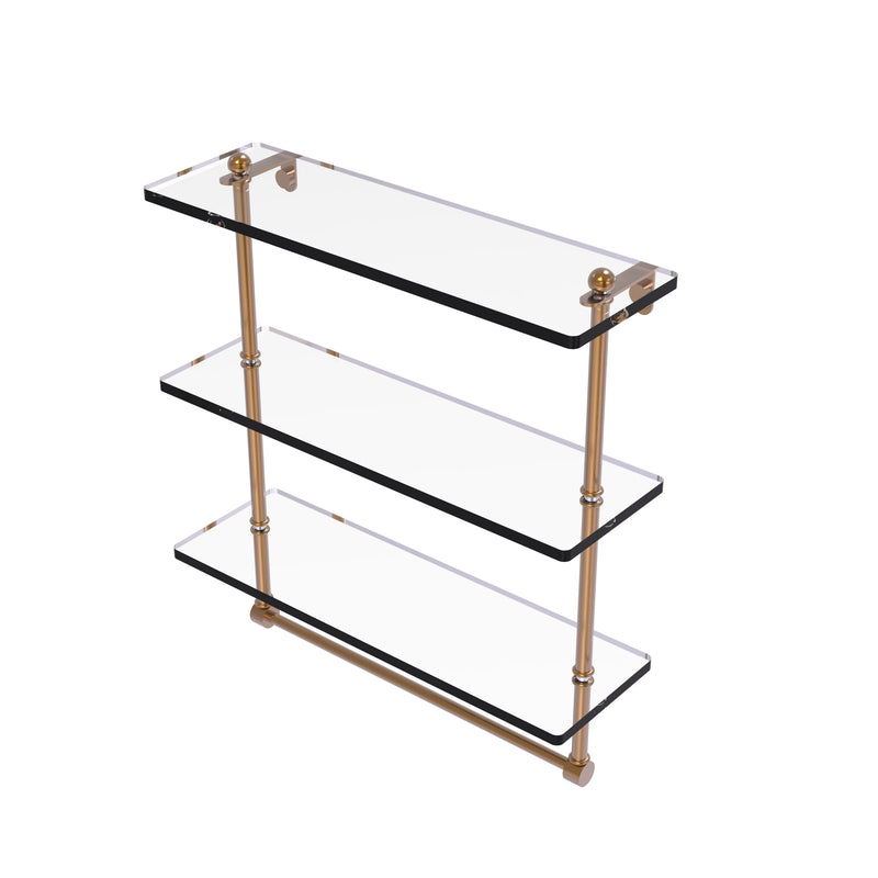 Allied Brass 16 Inch Triple Tiered Glass Shelf with Integrated Towel Bar PR-5-16TB-BBR