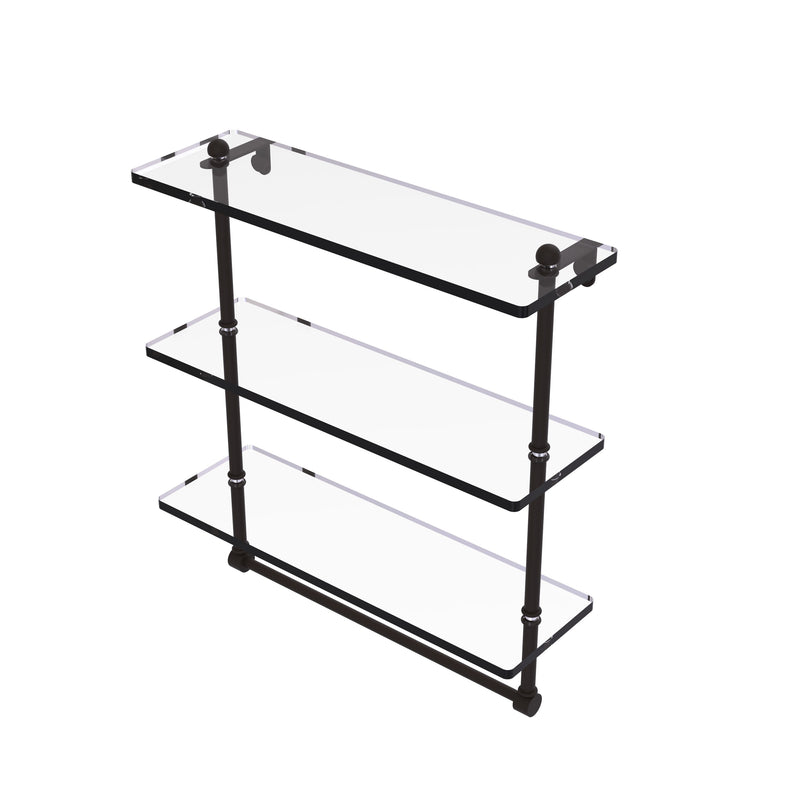 Allied Brass 16 Inch Triple Tiered Glass Shelf with Integrated Towel Bar PR-5-16TB-ORB