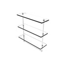 Allied Brass 16 Inch Triple Tiered Glass Shelf with Integrated Towel Bar PR-5-16TB-WHM