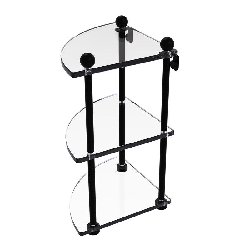 Allied Brass Three Tier Corner Glass Shelf PR-6-BKM