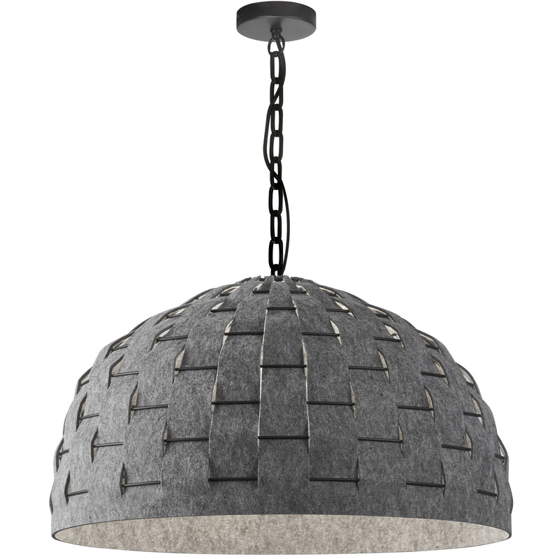 Dainolite 1 Light Incandescent Pendant Matte Black with Gray Felt Shade PRA-241P-MB-500