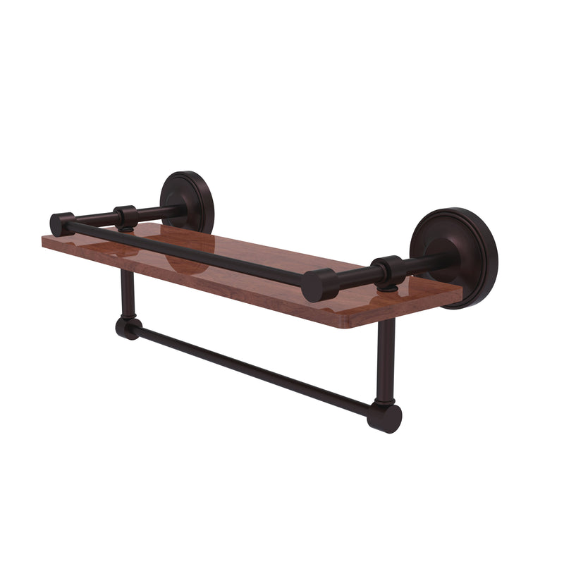 Allied Brass Prestige Regal Collection 16 Inch IPE Ironwood Shelf with Gallery Rail and Towel Bar PRBP-1TB-16-GAL-IRW-ABZ