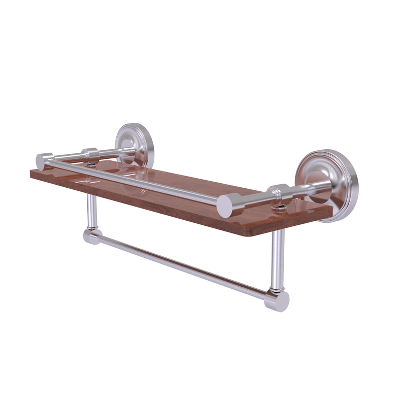 Allied Brass Prestige Regal Collection 16 Inch IPE Ironwood Shelf with Gallery Rail and Towel Bar PRBP-1TB-16-GAL-IRW-SCH