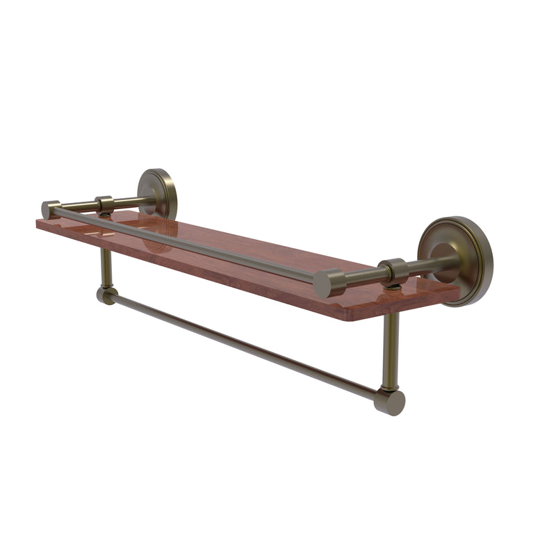 Allied Brass Prestige Regal Collection 22 Inch IPE Ironwood Shelf with Gallery Rail and Towel Bar PRBP-1TB-22-GAL-IRW-ABR