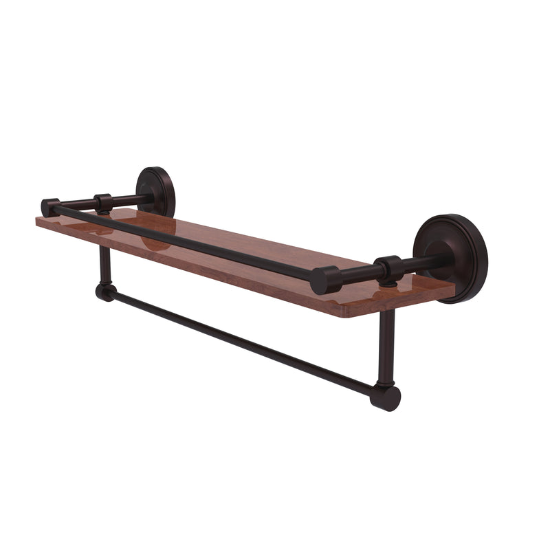 Allied Brass Prestige Regal Collection 22 Inch IPE Ironwood Shelf with Gallery Rail and Towel Bar PRBP-1TB-22-GAL-IRW-ABZ