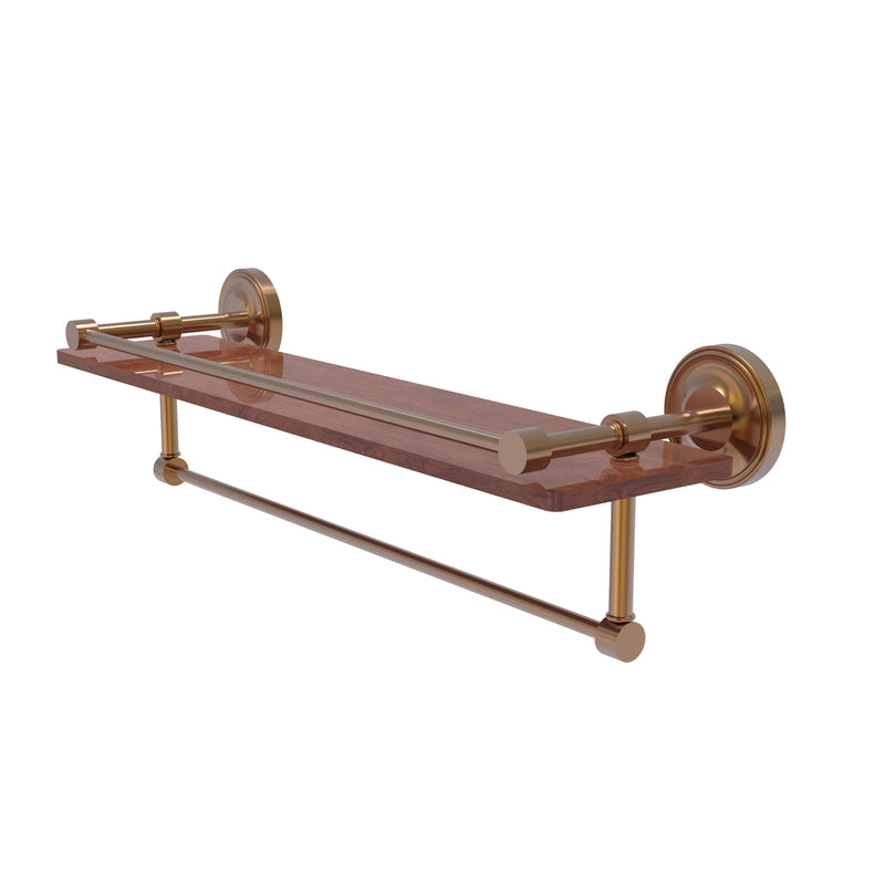 Allied Brass Prestige Regal Collection 22 Inch IPE Ironwood Shelf with Gallery Rail and Towel Bar PRBP-1TB-22-GAL-IRW-BBR