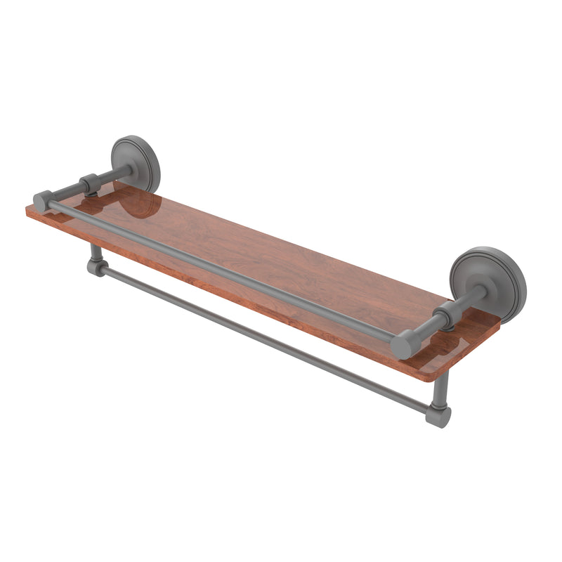 Allied Brass Prestige Regal Collection 22 Inch IPE Ironwood Shelf with Gallery Rail and Towel Bar PRBP-1TB-22-GAL-IRW-GYM