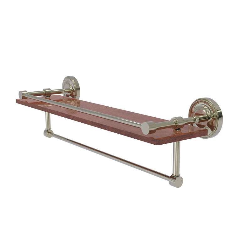 Allied Brass Prestige Regal Collection 22 Inch IPE Ironwood Shelf with Gallery Rail and Towel Bar PRBP-1TB-22-GAL-IRW-PNI