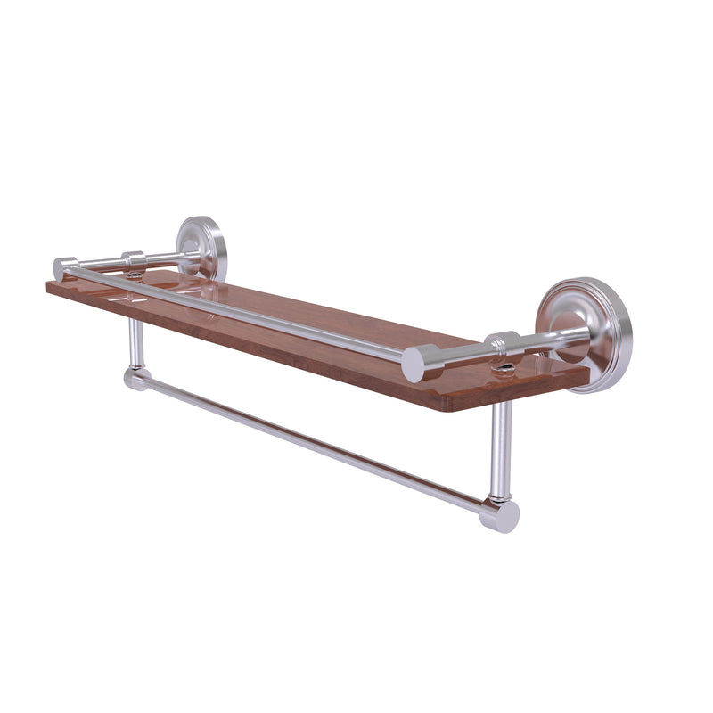 Allied Brass Prestige Regal Collection 22 Inch IPE Ironwood Shelf with Gallery Rail and Towel Bar PRBP-1TB-22-GAL-IRW-SCH