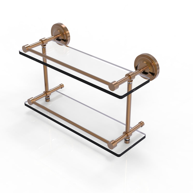 Allied Brass Prestige Regal 16 Inch Double Glass Shelf with Gallery Rail PRBP-2-16-GAL-BBR