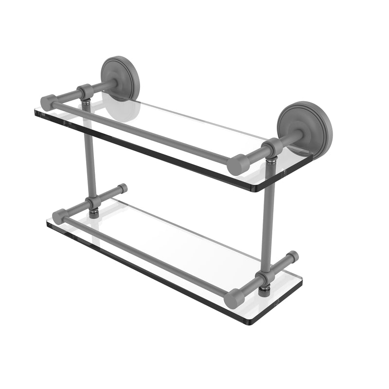 Allied Brass Prestige Regal 16 Inch Double Glass Shelf with Gallery Rail PRBP-2-16-GAL-GYM