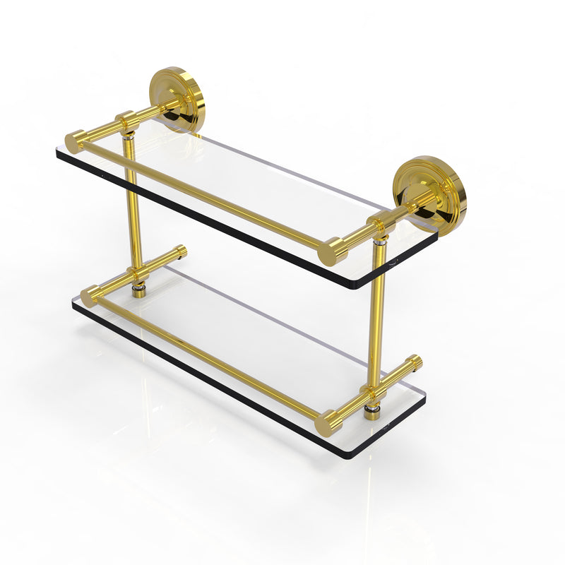 Allied Brass Prestige Regal 16 Inch Double Glass Shelf with Gallery Rail PRBP-2-16-GAL-PB