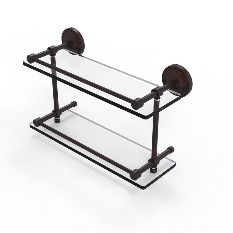 Allied Brass Prestige Regal 16 Inch Double Glass Shelf with Gallery Rail PRBP-2-16-GAL-VB