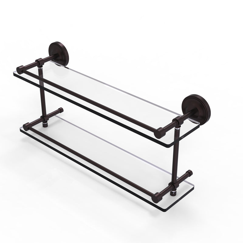 Allied Brass Prestige Regal 22 Inch Double Glass Shelf with Gallery Rail PRBP-2-22-GAL-ABZ