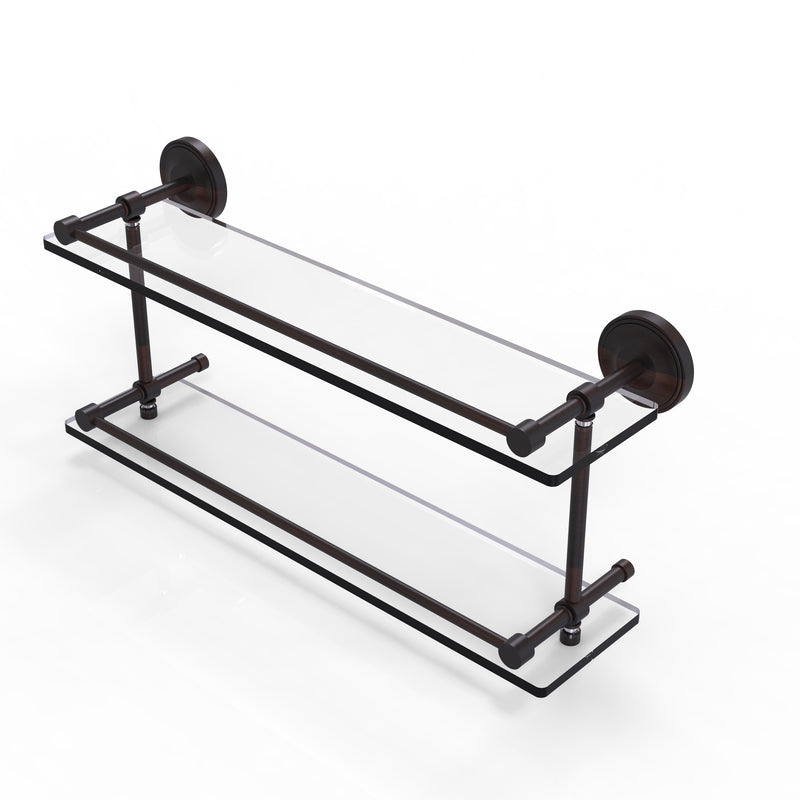 Allied Brass Prestige Regal 22 Inch Double Glass Shelf with Gallery Rail PRBP-2-22-GAL-VB