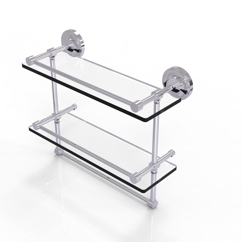 Allied Brass 16 Inch Gallery Double Glass Shelf with Towel Bar PRBP-2TB-16-GAL-PC