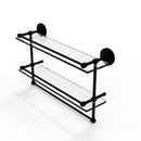 Allied Brass 22 Inch Gallery Double Glass Shelf with Towel Bar PRBP-2TB-22-GAL-BKM