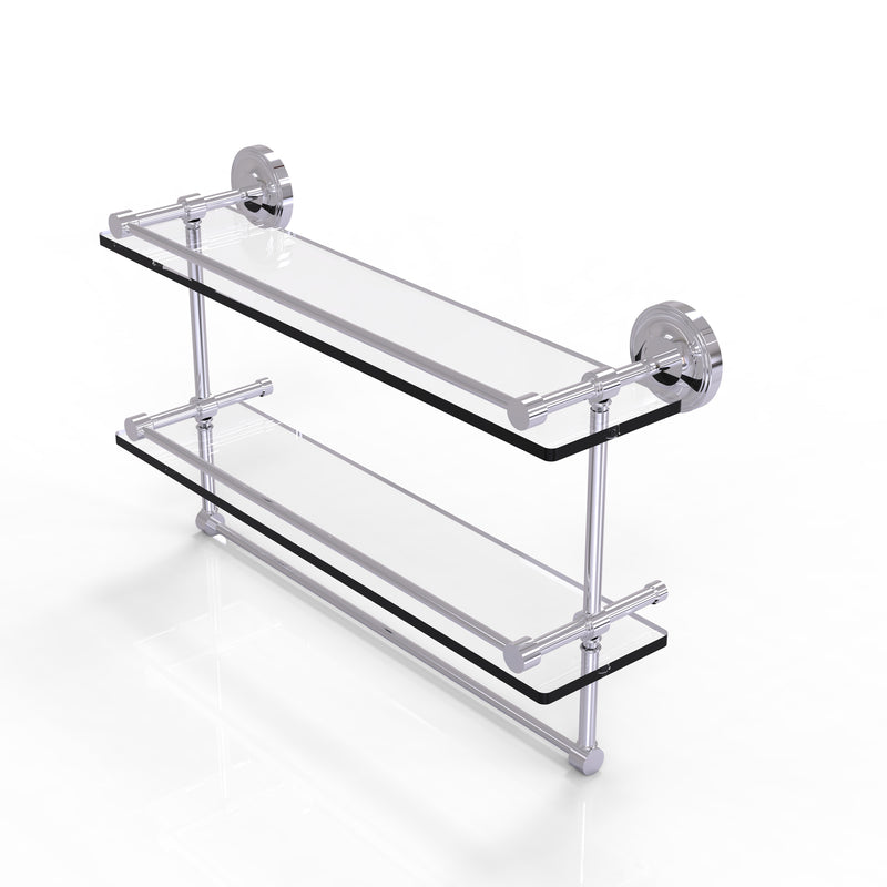 Allied Brass 22 Inch Gallery Double Glass Shelf with Towel Bar PRBP-2TB-22-GAL-PC