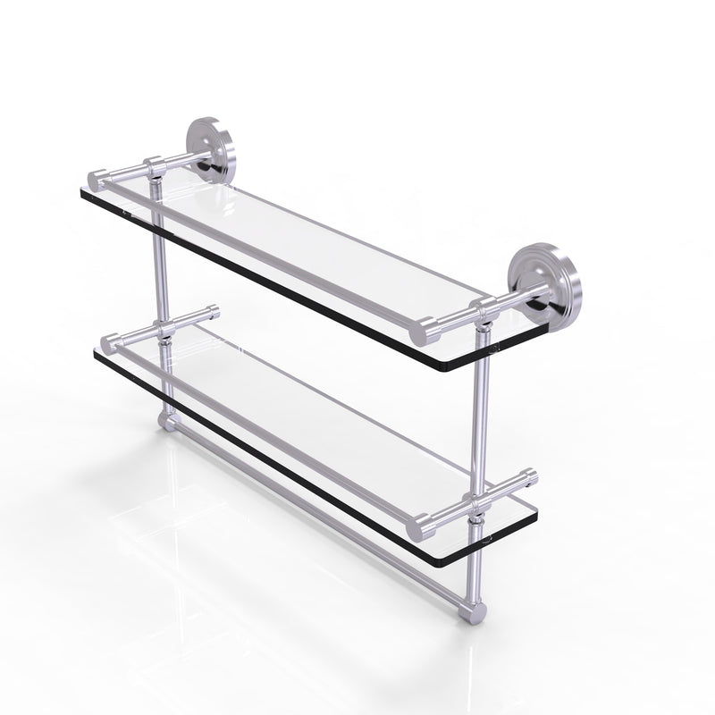 Allied Brass 22 Inch Gallery Double Glass Shelf with Towel Bar PRBP-2TB-22-GAL-SCH