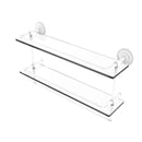 Allied Brass 22 Inch Gallery Double Glass Shelf with Towel Bar PRBP-2TB-22-GAL-WHM