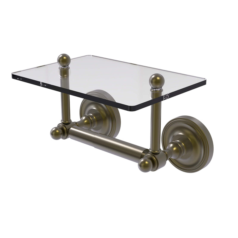 Allied Brass Prestige Regal Collection Two Post Toilet Tissue Holder with Glass Shelf PR-GLT-24-ABR