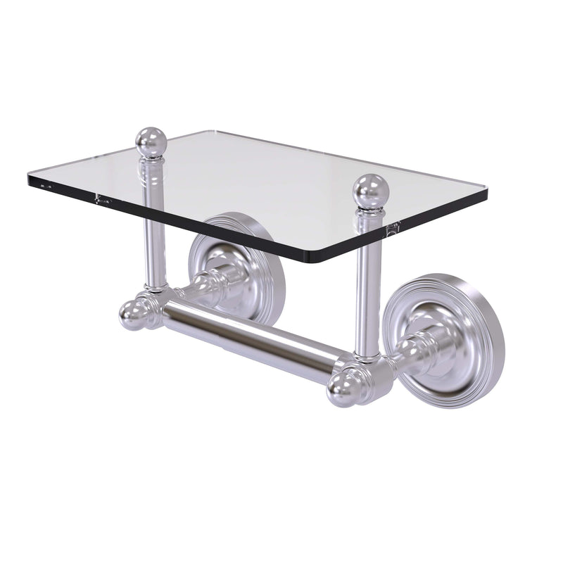 Allied Brass Prestige Regal Collection Two Post Toilet Tissue Holder with Glass Shelf PR-GLT-24-SCH