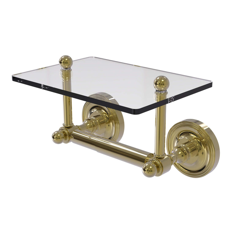 Allied Brass Prestige Regal Collection Two Post Toilet Tissue Holder with Glass Shelf PR-GLT-24-UNL