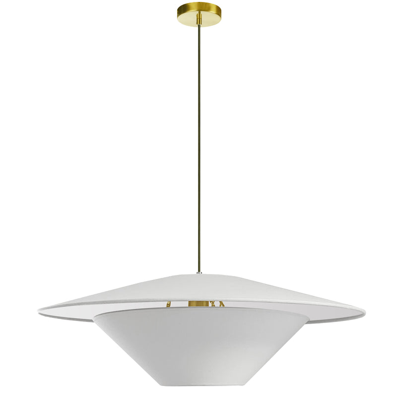 Dainolite 1 Light Incandescent Pendant Aged Brass with White Shade PSO-241P-AGB-790