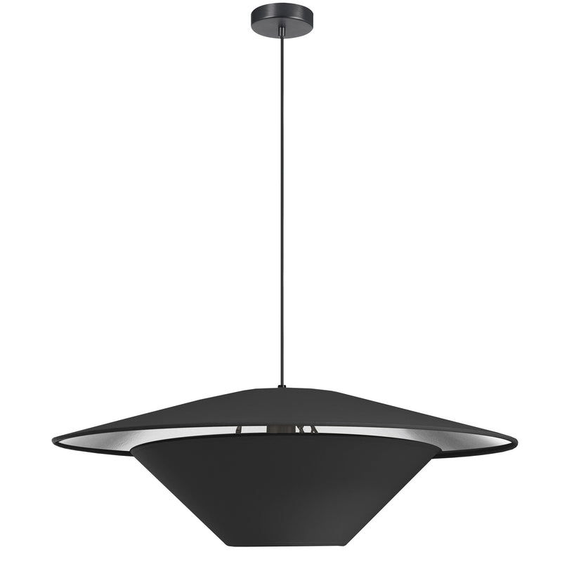 Dainolite 1 Light Incandescent Pendant Matte Black with Black and Silver Shade PSO-241P-MB-697