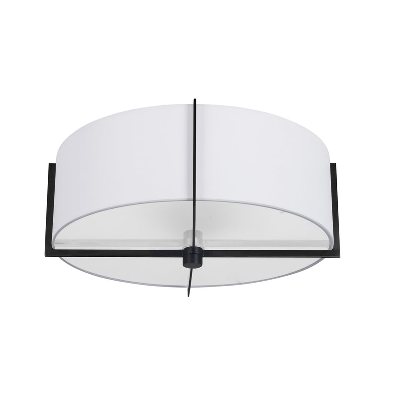 Dainolite 3 Light Incandescent Semi-Flush Mount Matte Black with White Shade PST-153SF-MB-WH