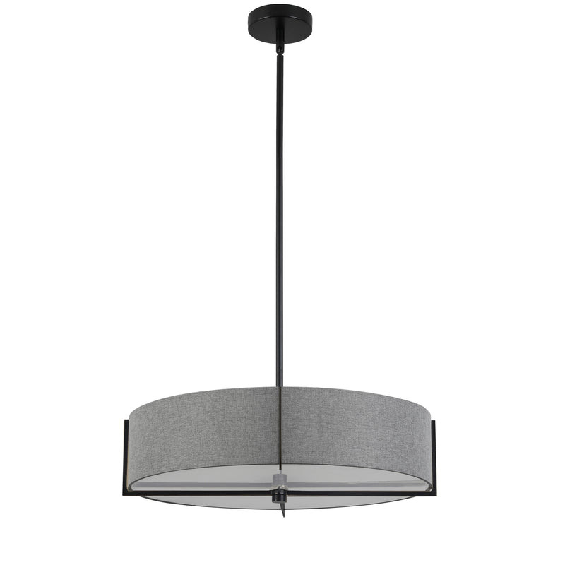 Dainolite 4 Light Incandescent Pendant Matte Black with Gray Shade PST-214P-MB-GRY