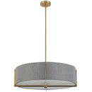 Dainolite 4 Light Incandescent Pendant Aged Brass with Gray Shade PST-264LP-AGB-GRY