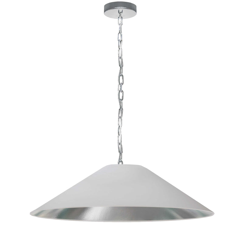 Dainolite 1 Light Incandescent Pendant Polished Chrome with White and Silver Shade PSY-L-PC-691