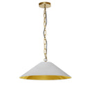 Dainolite 1 Light Incandescent Pendant Aged Brass with White and Gold Shade PSY-M-AGB-692