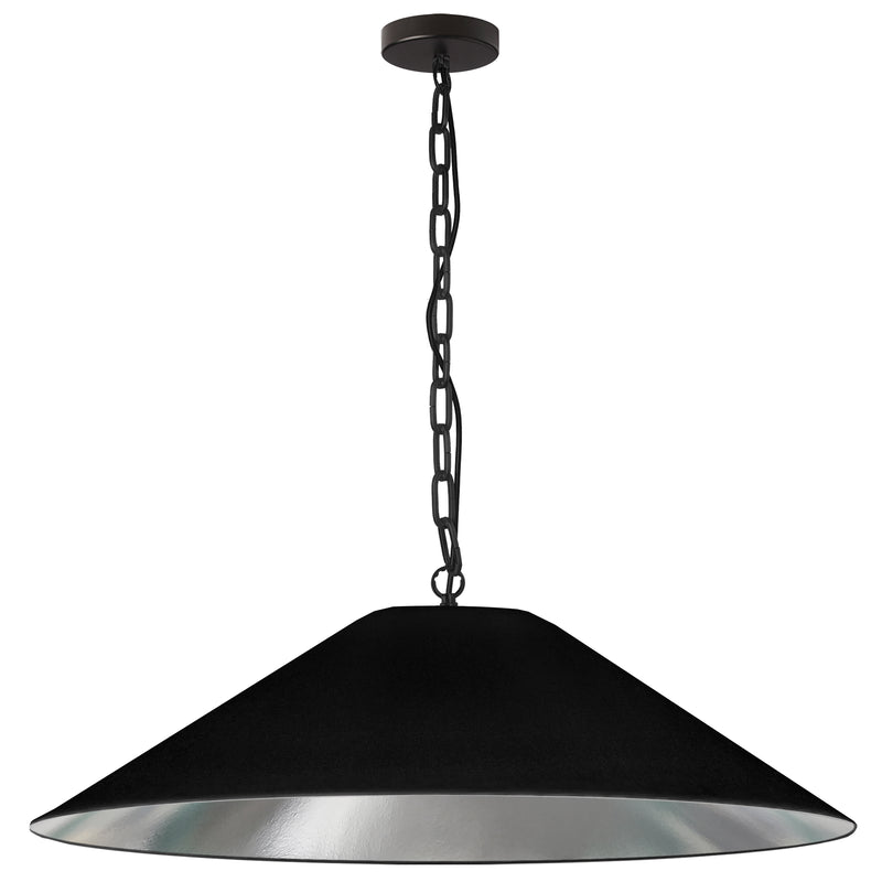 Dainolite 1 Light Incandescent Pendant Matte Black with Black and Silver Shade PSY-XL-MB-697