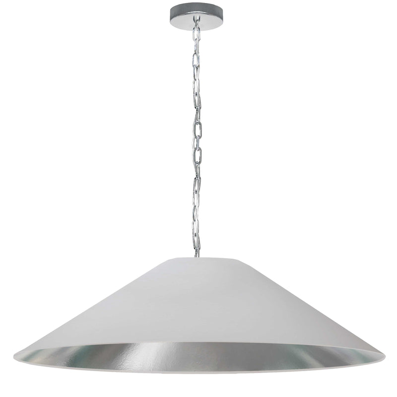 Dainolite 1 Light Incandescent Pendant Polished Chrome with White and Silver Shade PSY-XL-PC-691